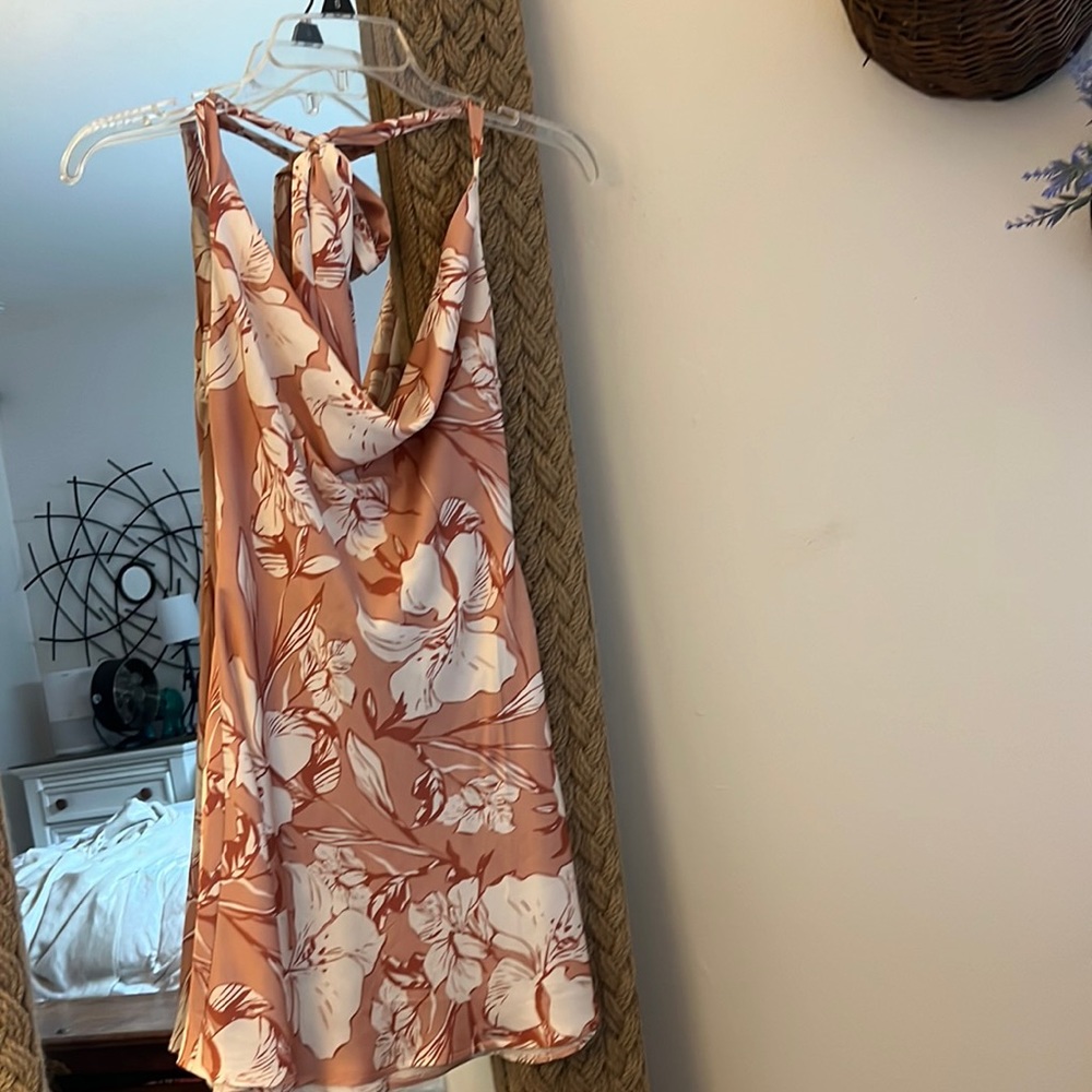 Champagne showers halterneck slip mini dress